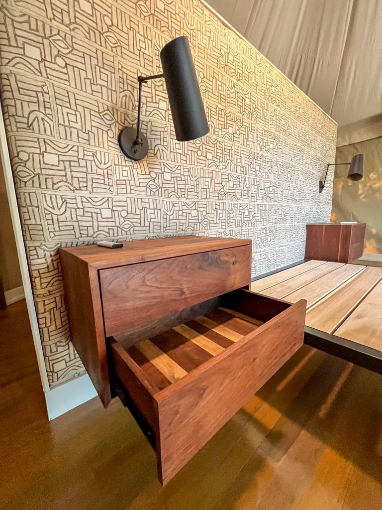 Floating nightstand with drawers in San Antonio by Green Wood Milling Co.
