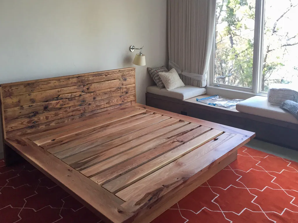 Reclaimed wood bed frame handcrafted in San Antonio