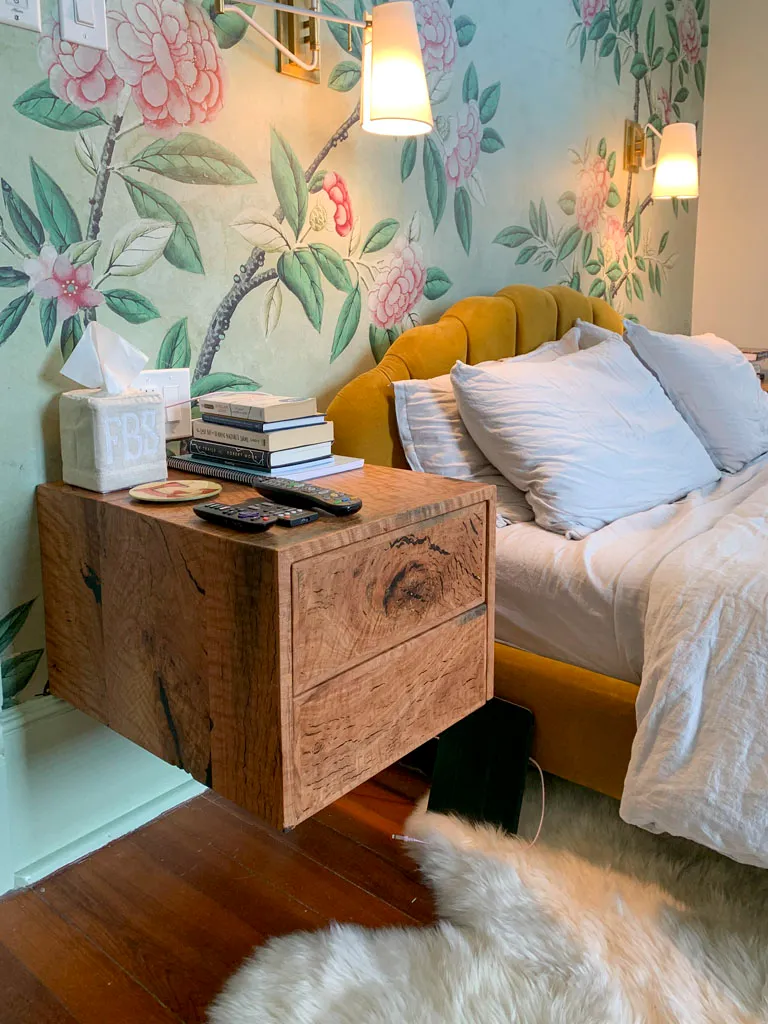 Floating nightstand with drawers by Green Wood Milling Co.