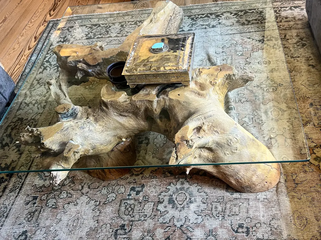 Driftwood glass coffee table San Antonio