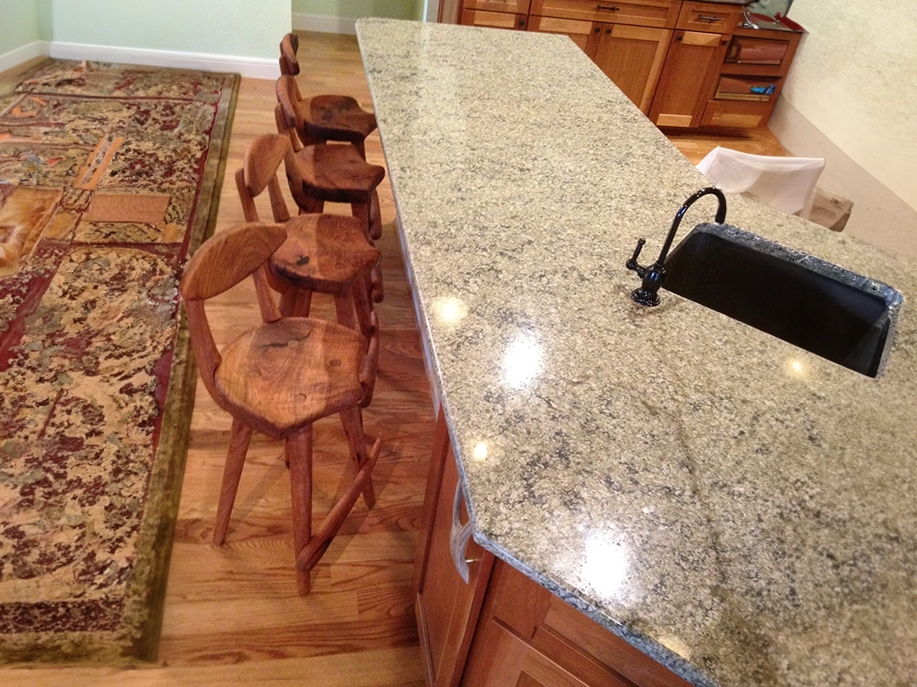 Flattened wood countertops for kitchens and bathrooms