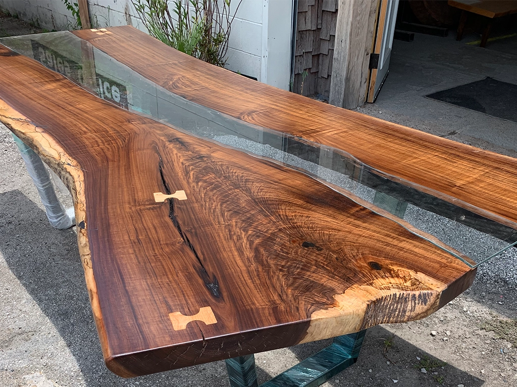 CNC flattened live edge table slabs in San Antonio