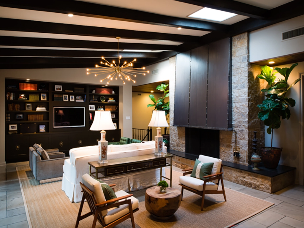 Elegant living and entry furniture by Green Wood Milling Co.