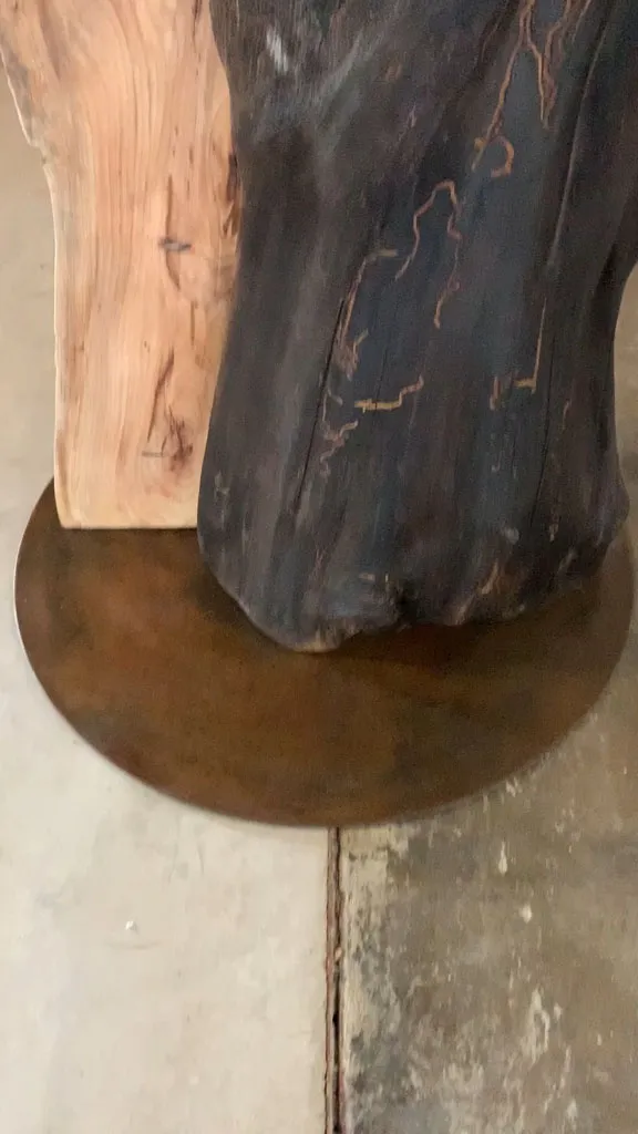 Custom wood sculpture base detail by Green Wood Milling Co.